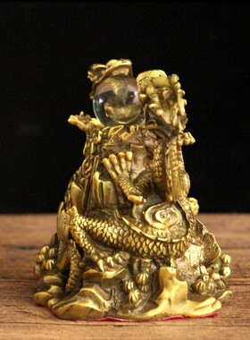 黄铜双龙戏珠摆件二龙戏珠铜双龙吉祥如意水龙家居饰品工艺品礼品