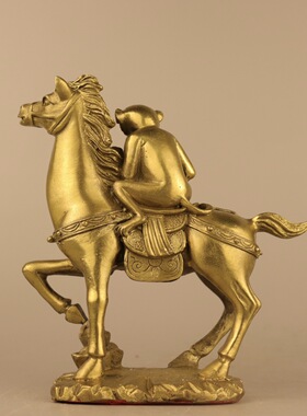 2023黄铜马上有钱马上封侯马上赢家居装饰创意礼品工艺品摆件