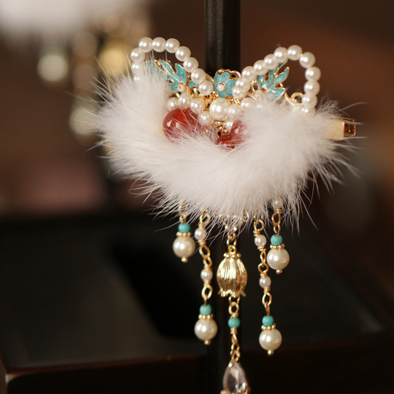 醒狮流苏新年发夹侧边夹后脑勺夹子汉服古风配饰红色可爱拜年头饰,淘宝优惠券,粉丝福利购,淘宝优惠卷