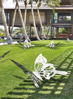不锈钢蝴蝶户外景观雕塑草坪摆件公园金属摆设花园布置昆虫装饰品
