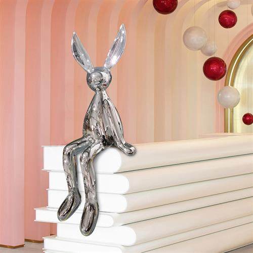 玻璃钢卡通雕塑样板间可爱动物装饰品创意公仔大号白兔子摆件坐姿,淘宝优惠券,粉丝福利购,淘宝优惠卷