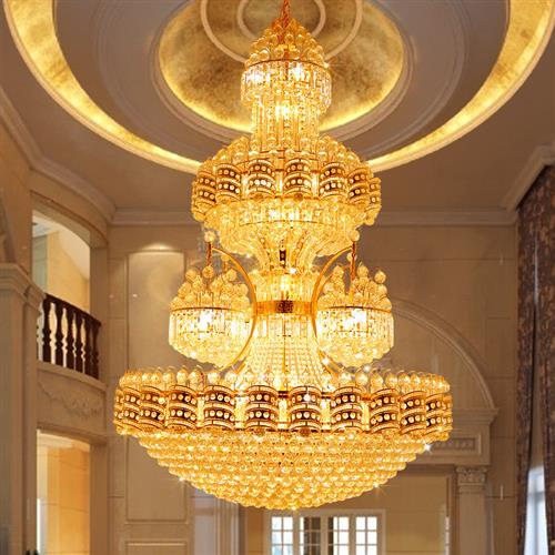 复式楼客厅吊灯具楼中楼别墅客厅大吊灯酒店工程水晶灯豪华大厅灯 - 图1