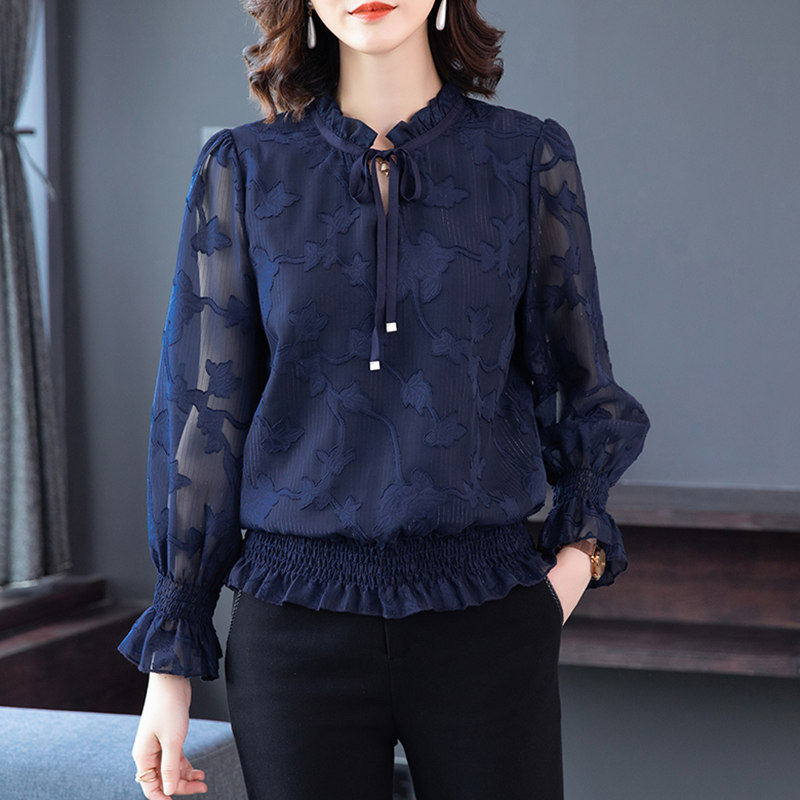 秋装女2020新款长袖妈妈雪纺衫衬衣 mvmc衬衫