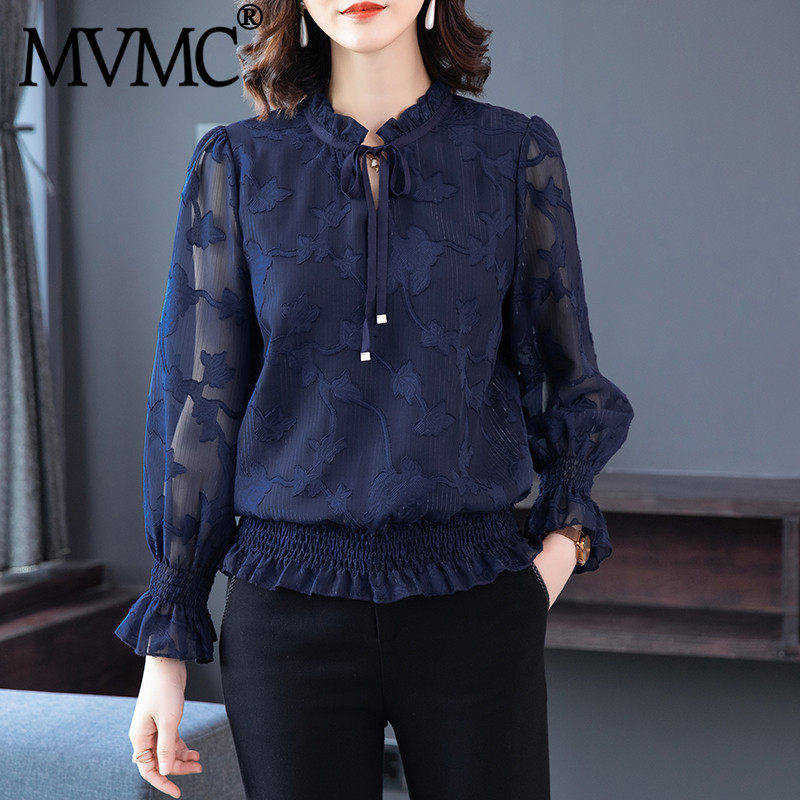 秋装女2020新款长袖妈妈雪纺衫衬衣 mvmc衬衫