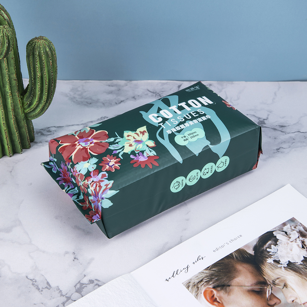 尚妍佳加厚珍珠纹洁面巾干湿两用居家旅行抽取式棉柔洗脸纸巾5包 - 图1