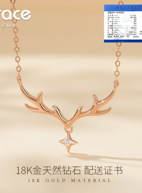 一路有你18K金钻石项链女