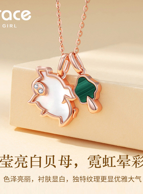 GraceGirl福猪白贝母项链女