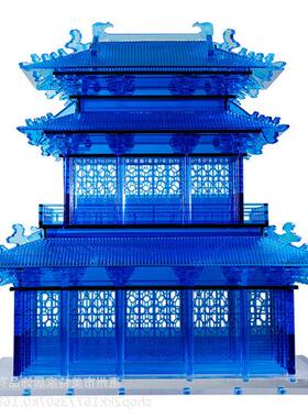 中国风阁楼古建筑房子透明亚克力四角凉亭酒店别墅摆件装饰艺术品