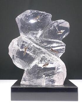 现代透明石头树脂雕塑桌面摆件客厅样板房酒店玄关软装饰工艺礼品