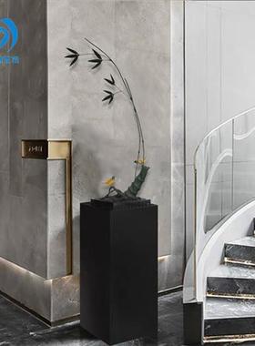 现代新中式禅意石头竹子摆酒店大堂设样板房间创意玄关装饰品摆件