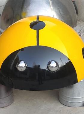 不锈钢七星瓢虫雕塑公园花园摆件甲壳虫坐凳铁艺昆虫仿商场装饰