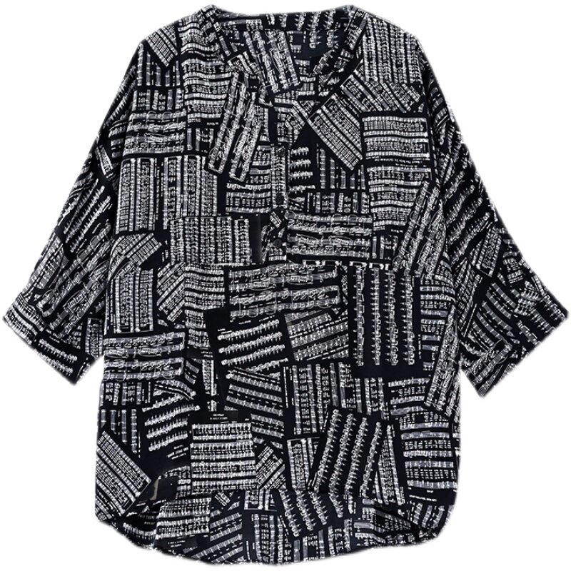 中袖碎花雪纺2022早春新款妈妈衬衫 乔凝蕾丝衫/雪纺衫