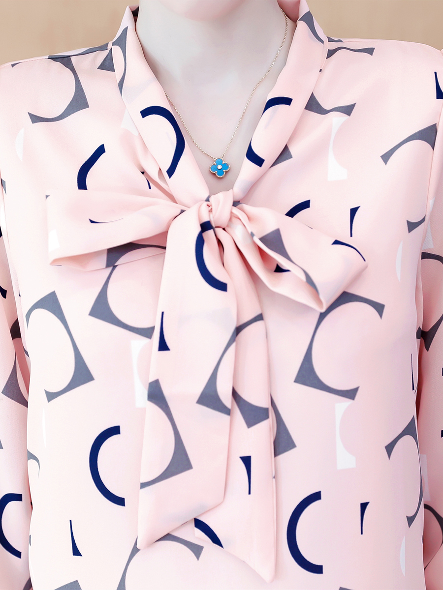 雪纺2020年新款秋装洋气女士衬衫 乔凝蕾丝衫/雪纺衫