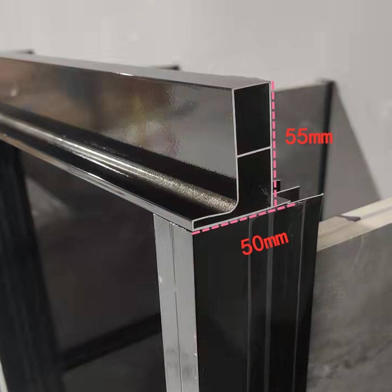 瓷砖橱柜黑色免拉手方管台面门挡横连接型材砖夹灶台厚铝合金配件