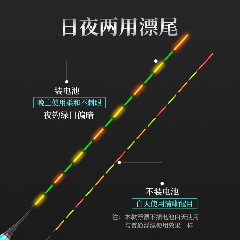 超长60cm夜光漂高灵敏超醒目黑坑鲤鱼漂鲫鱼漂日夜两用流氓电子漂 - 图2