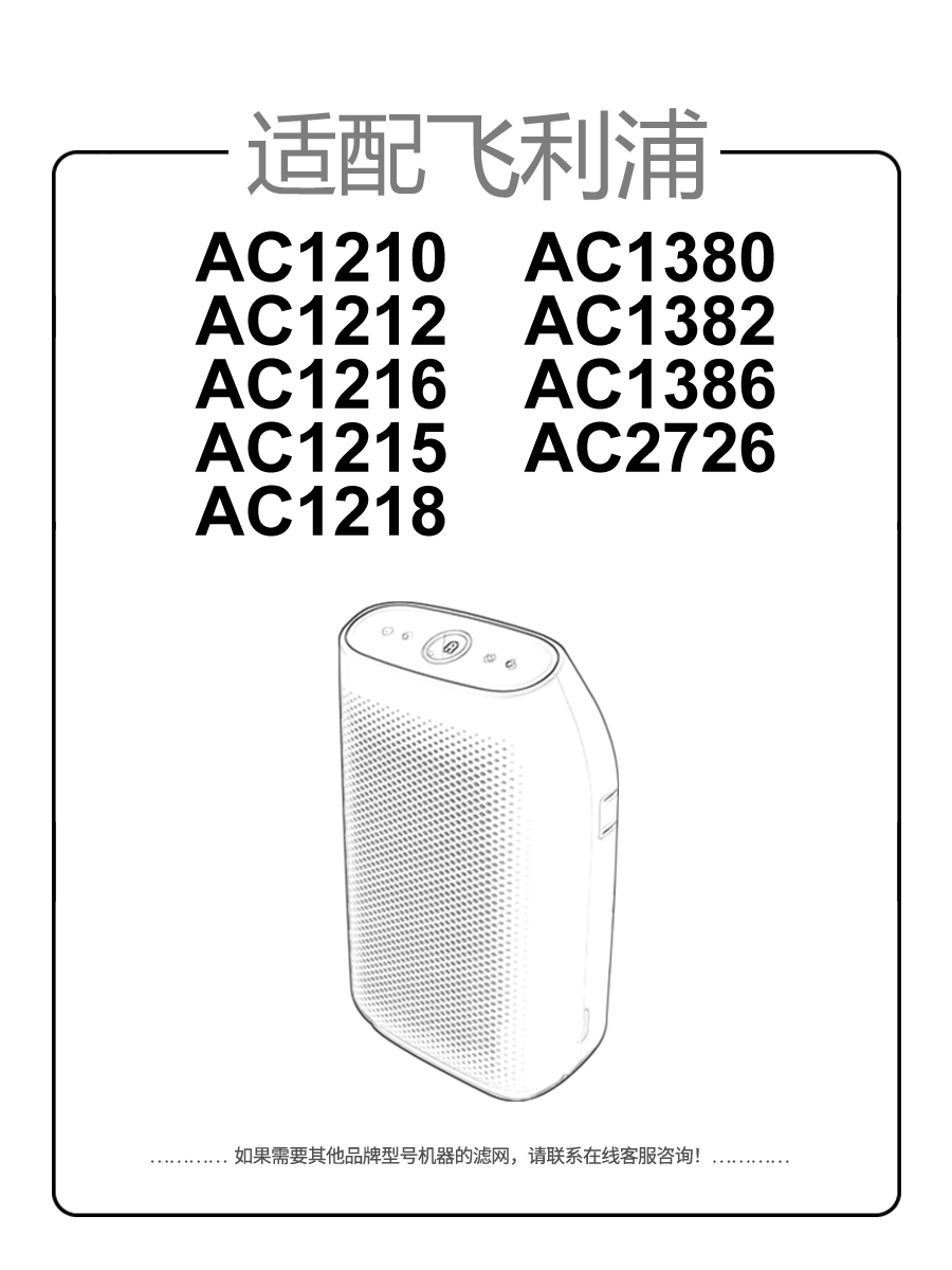 适配飞利浦空气净化器滤网AC1210/AC1212/AC1216纳米过滤芯FY1417 - 图0