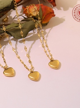 日韩小清新网红款小众设计爱心桃心简约手链链条钛钢镀18k手饰女