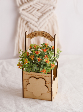 儿童摄影拍照道具木片手提篮子