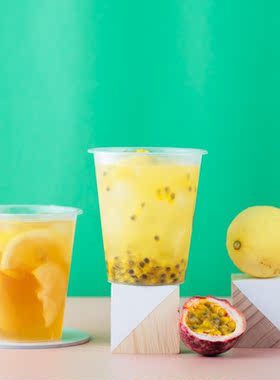 ins木质方块摄影奶茶黄色摆件