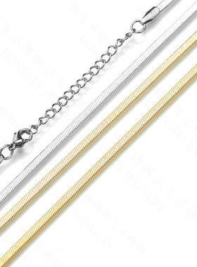 亚马逊爆款简约时尚男女刀片链 304不锈钢扁平蛇骨链吊坠配饰现货