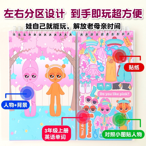 Rhythm Box Stickers Girl Cartoon Zoo Series Character Dressup Makeup Handmade DIY Stickers Quiet Book