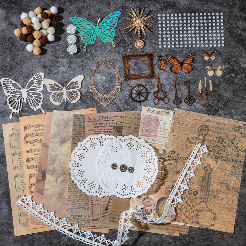 小食量痛包diy材料谷子扎痛包装饰物配件填充物徽章复古风背景纸,淘宝优惠券,粉丝福利购,淘宝优惠卷