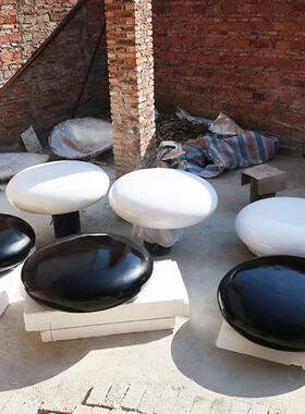 户外仿真围棋玻璃钢雕塑学校文化广场公园黑白棋子设计装饰品石头