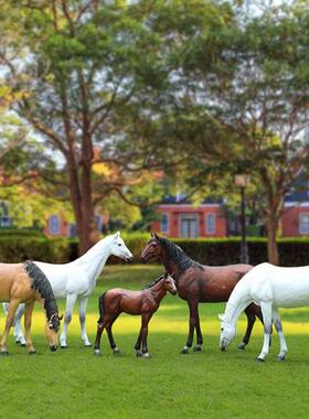户外仿真骏马玻璃钢雕塑模型草坪大型动物公园林景观白马道具摆件