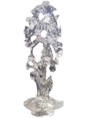 酒店大堂进口透明树脂太湖石雕塑落地假山摆件抽象琉璃艺术品定制