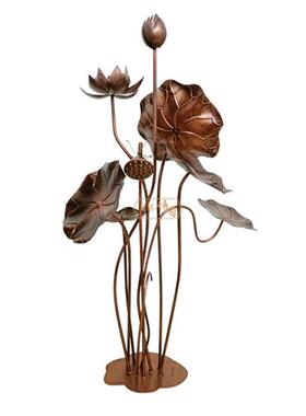 不锈钢荷花雕塑金属摆设庭院水景落地摆件酒店水池定制荷叶装饰品