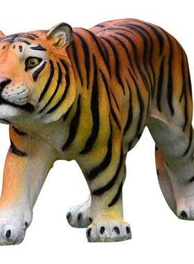 户外大型仿真老虎动物雕塑园林花园玻璃钢摆件店铺动物园草坪装饰
