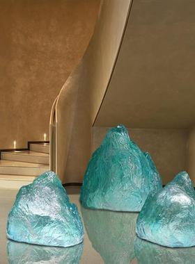 定制透明树脂景观石头摆件酒店别墅售楼处庭院水池造景雕塑装饰品