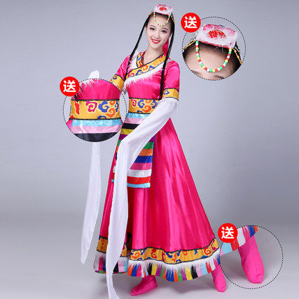 新款藏族舞蹈演出服装女藏式连衣裙 酷馨菱民族服装/舞台装