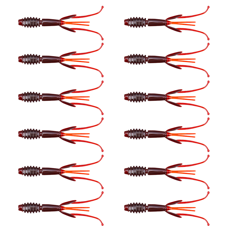 钓之屋 虾型软饵88mm/2.2g12只装路亚饵倒吊德州钓组软虫鲈鱼饵 - 图3
