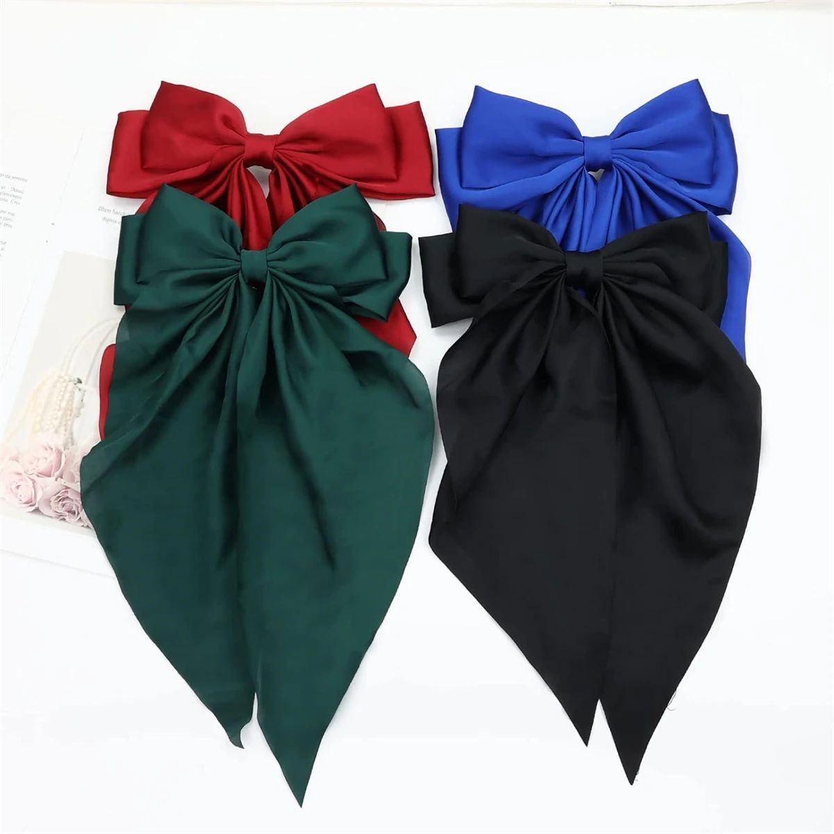 bow Long tail hair clip spring clip ponytail Hair accessorie - 图3