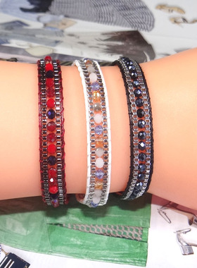 Bohemian hand woven crystal bead friendship bracelet