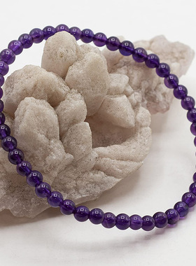 跨境专供4mm天然紫水晶石手链简约单圈虎眼石玛瑙串珠手链饰品