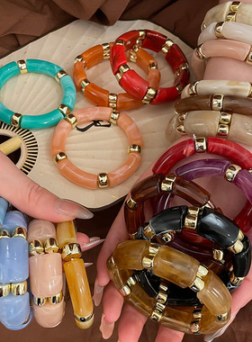 Acrylic Leopard-Print Bracelet Irregular Elastic Bangles