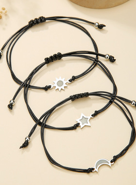 3 pcs/set luminous Moon Star bracelet hand-woven fashion rop