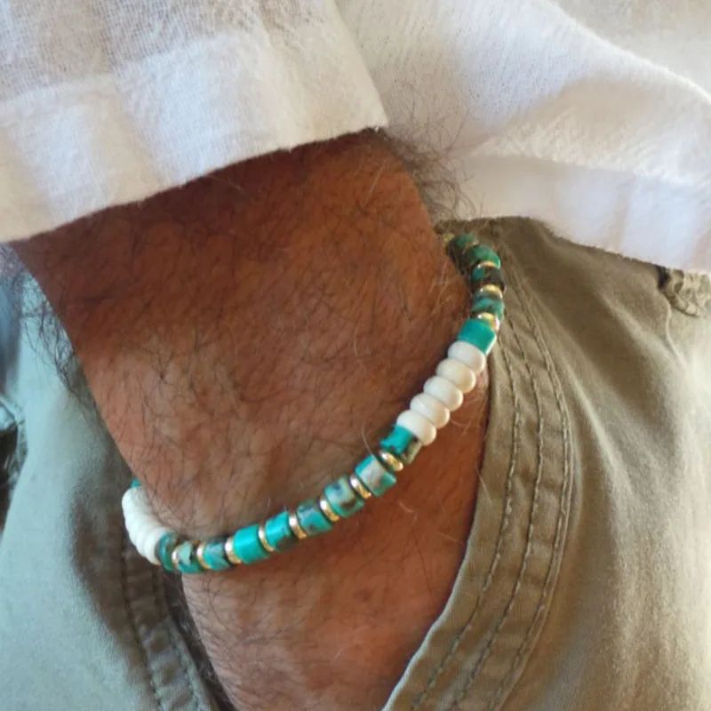 Mens Beaded Bracelet Surfer Style Bracelet.Mens Bracelet Sta - 图3