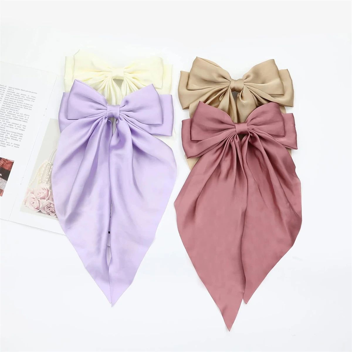 bow Long tail hair clip spring clip ponytail Hair accessorie - 图2