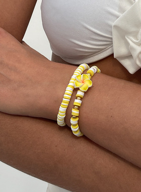 New Bohemian Five-petal Flower Pendant Bracelet Colorful