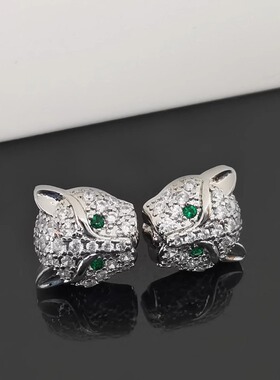 Leopard Head Men's Premium Earrings Women's Zircon