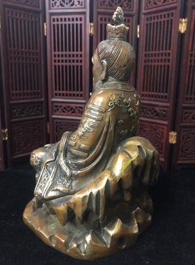 黄铜供奉老君摆设仿古黄铜像太上老君家居客厅摆件