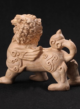 桃木貔貅摆件 木雕貔貅一对貔貅 办公室家居装饰