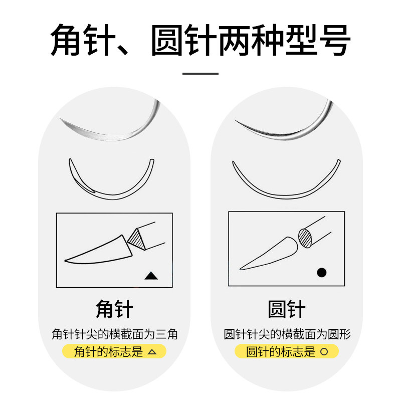 医用无菌缝合针外科手术针角针圆针表皮缝合双眼皮提眉无痕缝合针_虎窝淘