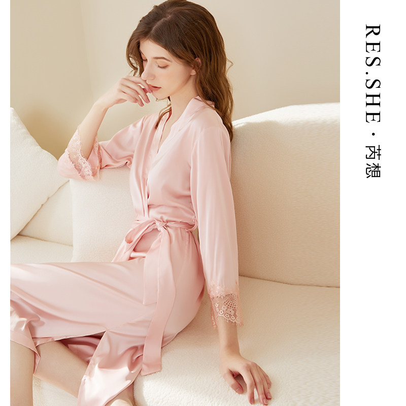 芮想春季轻性感浴袍花瓣粉高级感晨袍睡衣女长袖睡袍,淘宝优惠券,粉丝福利购,淘宝优惠卷