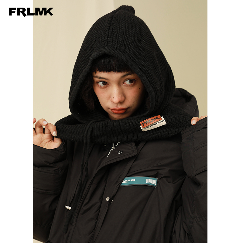 FRLMK/弗然克/国潮牌冬季嘻哈情侣羊毛套头护耳针织帽-图0