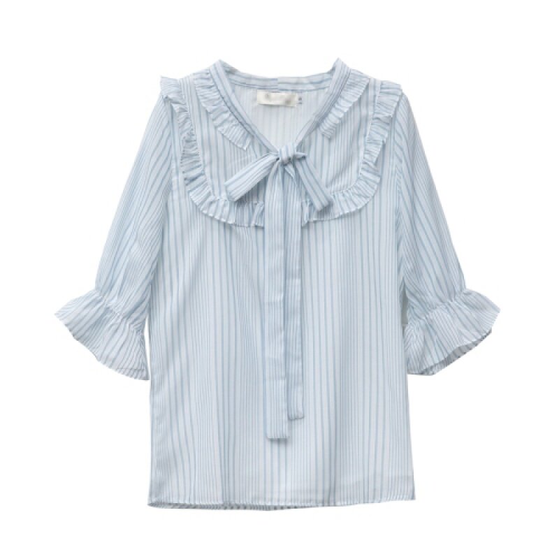 雪纺衫洋气短袖2020春夏新款衬衫 月瑞雅蕾丝衫/雪纺衫