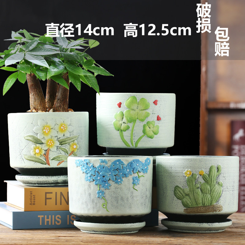网红花盆陶瓷大号特大特价清仓处理带托盘绿萝蝴蝶兰手绘多肉花盆,淘宝优惠券,粉丝福利购,淘宝优惠卷